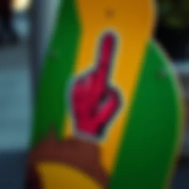 Rebellion and Identity in Sticker Art An artistic representation of rebellion in skateboarding through bold sticker designs.
