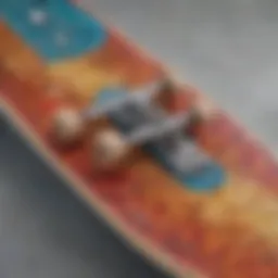 A vibrant, restored skateboard deck showcasing intricate artwork.