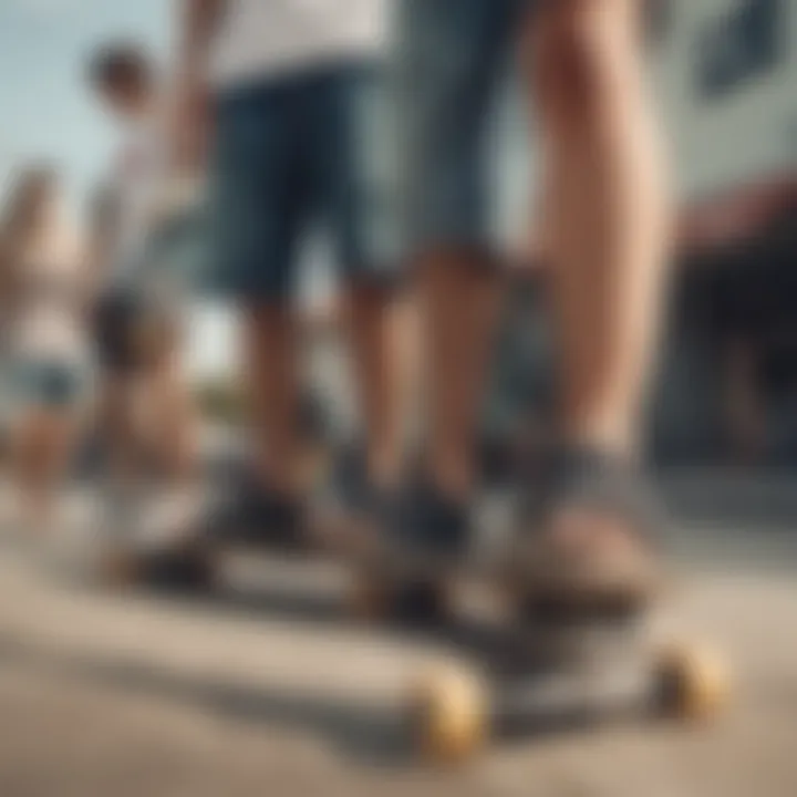 Group of friends relaxing in RVCA sandals, embodying skate lifestyle.