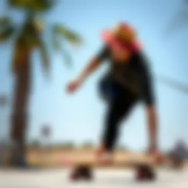 Boonie Hat in Action on Skateboard Salty Crew Boonie Hat being worn during skateboarding