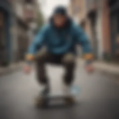 Skateboarder wearing Salty Crew windbreaker in action