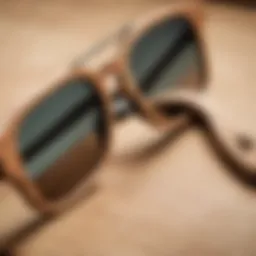 Detailed close-up showing the unique craftsmanship of Shwood Govy sunglasses