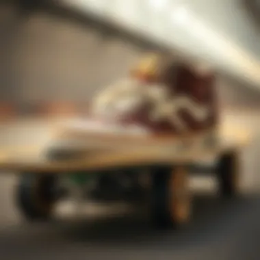 Trendy Skate Shoes Close-up of trendy skate shoes on a skateboard