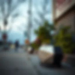 An example of a skateboard deterrent on a sidewalk