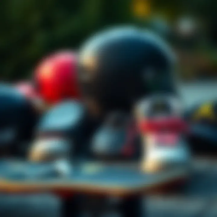 Essential Gear for Safe Skateboarding Skateboarding gear including helmet, pads, and shoes