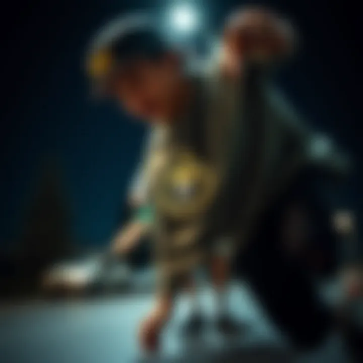 Skateboarder wearing the Faze Clan pendant in action