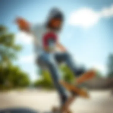 Skate Culture in Motion Skateboarder performing tricks while wearing a graphic tee, embodying the culture