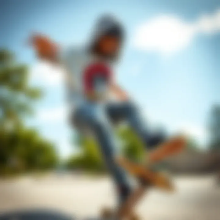 Skate Culture in Motion Skateboarder performing tricks while wearing a graphic tee, embodying the culture