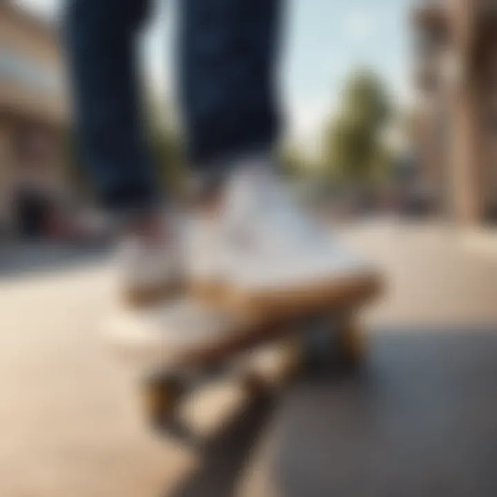 Skateboarder performing a trick while wearing Reebok Club C