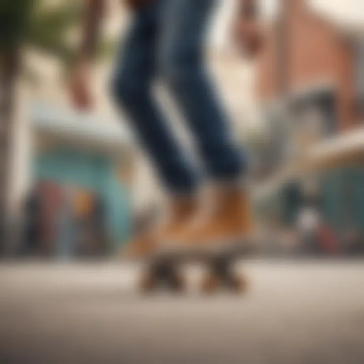 Skateboarder performing tricks while wearing vegan suede footwear