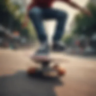 Skateboarding with Style in Nike SBs Skateboarder performing a trick in colorful Nike SBs