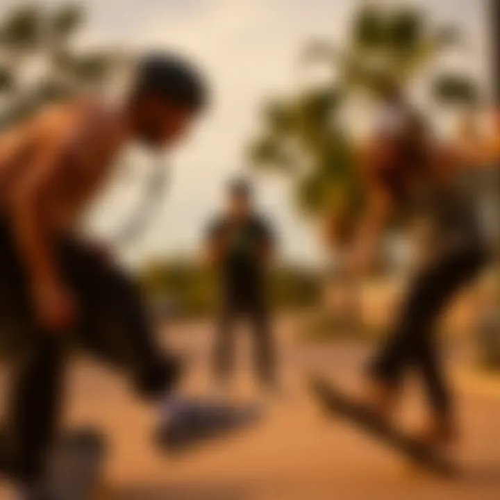 A collaborative skate session showcasing diverse styles.