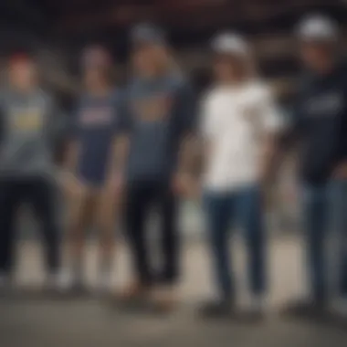 Personal Expression in Skateboarding Fashion Group of skateboarders expressing individual styles through clothing