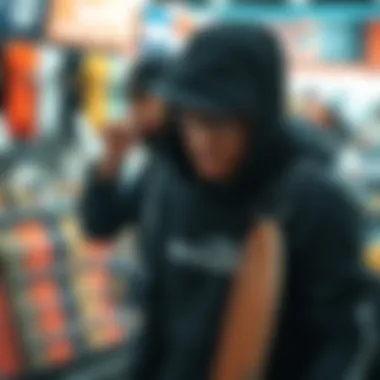 Skateboard enthusiast shopping