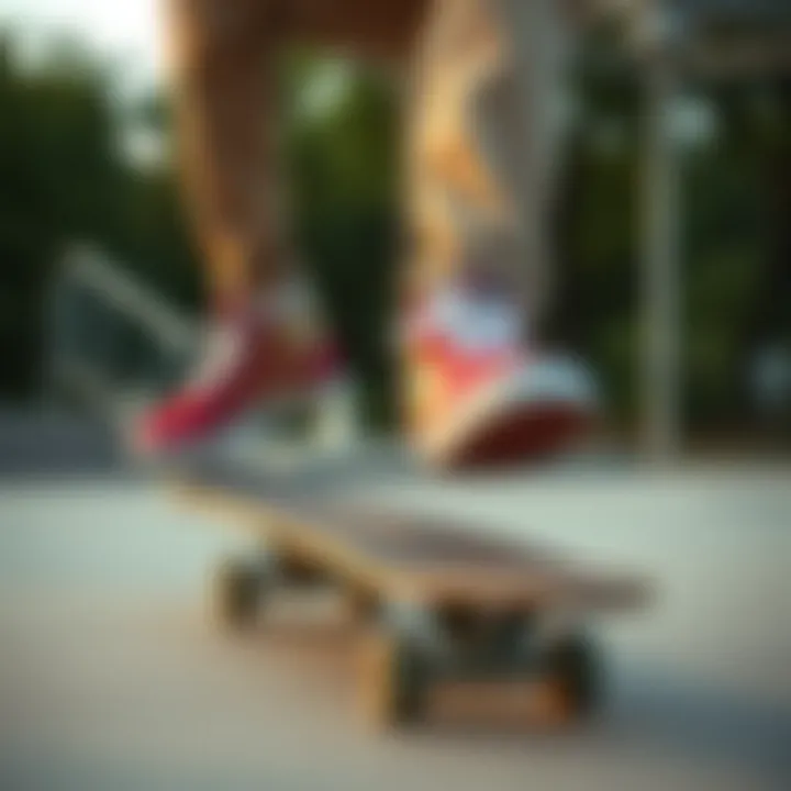 A skateboarder performing tricks while wearing thyme green vans.
