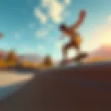 Skater XL gameplay showcasing a virtual skateboarder performing tricks