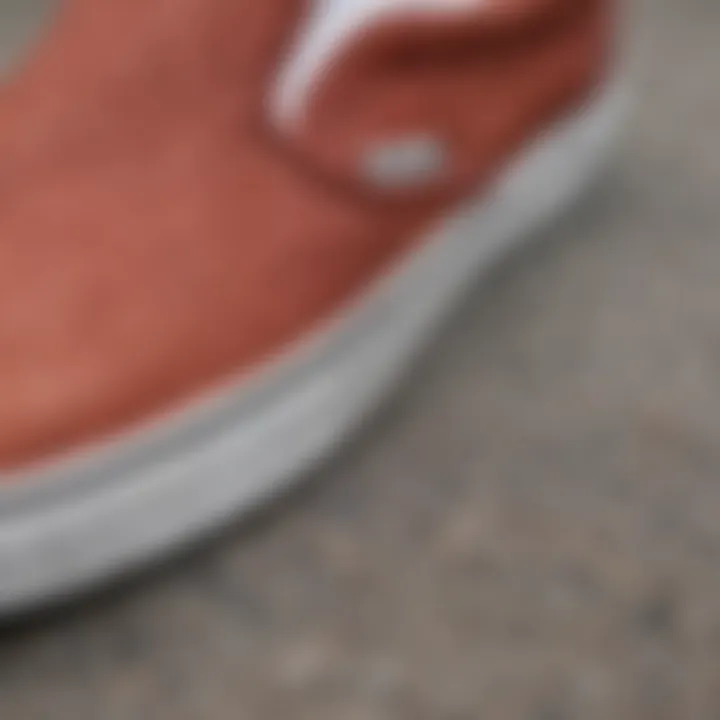 Close-up of the unique texture and materials used in Slip On Vans