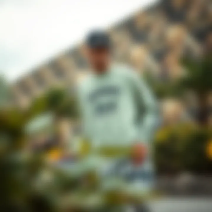 Sustainable Skate Fashion An artistic representation of sustainable skate clothing made from eco-friendly materials