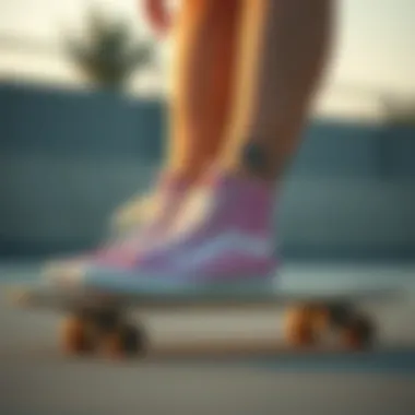 Performance in Action: Sparkly Vans High Tops on the Skateboard Performance test of Sparkly Vans High Tops during skateboarding