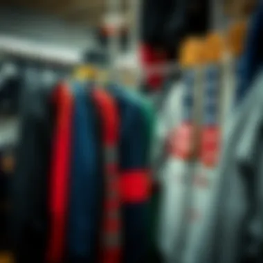 Evolution of Skate Sweatshirts Historical evolution of sweatshirts in skate fashion displayed on a rack