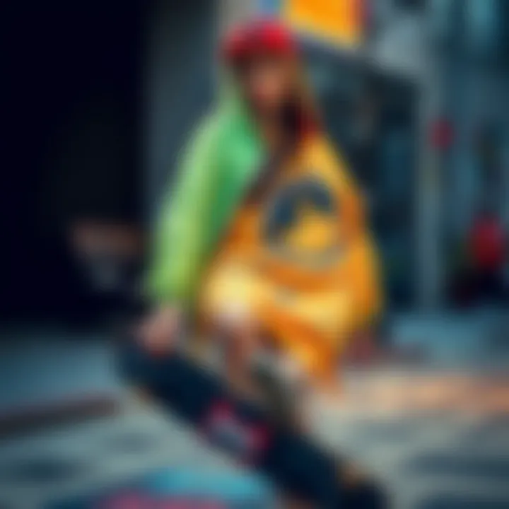 Vibrant Street Wear Outfit A vibrant street wear outfit embodying skateboarding culture.