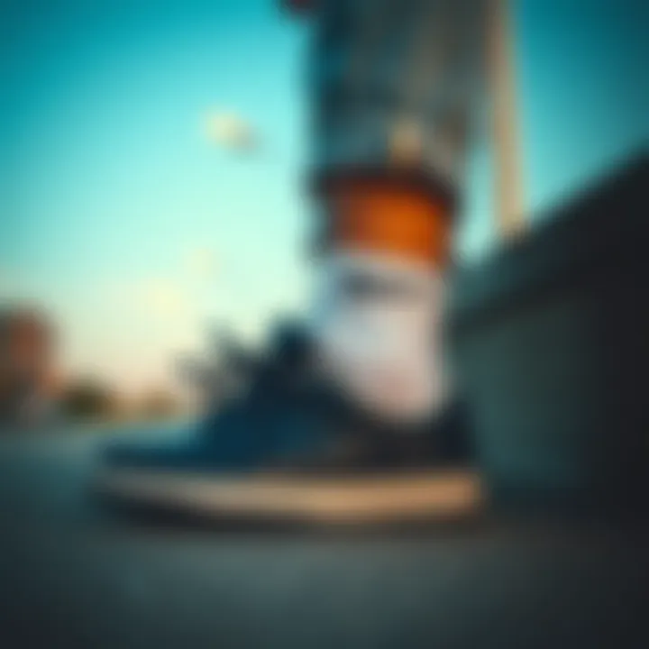 Stylish outfit paired with navy and white Nike shoes