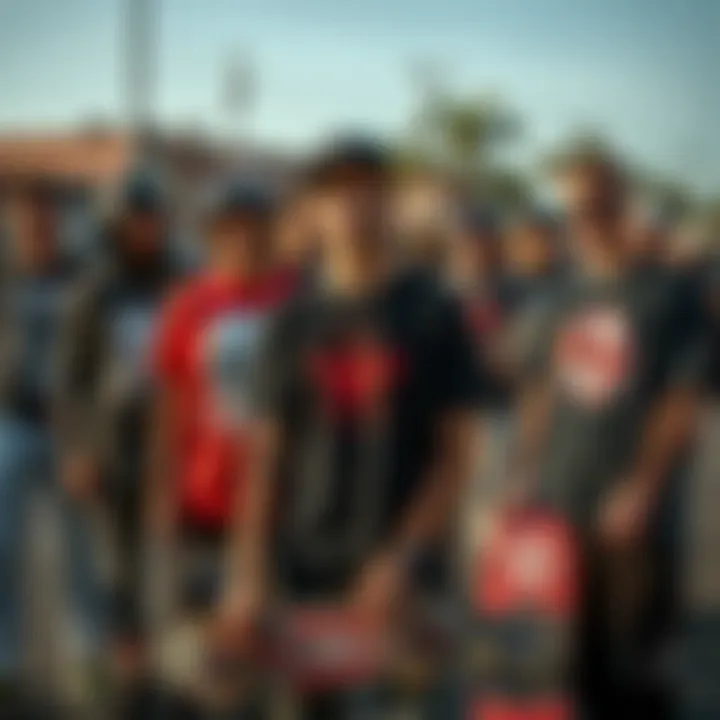 Skateboarders in Anti-Hero T-Shirts A group of skateboarders wearing various anti-hero t-shirts