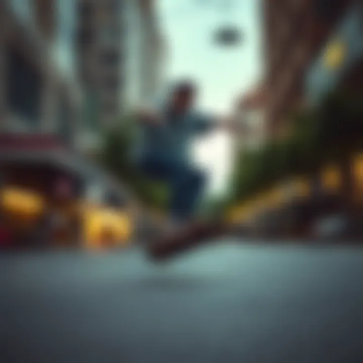 Skating with a Baker Deck in Action A skater performing tricks on a Baker skate deck in an urban environment