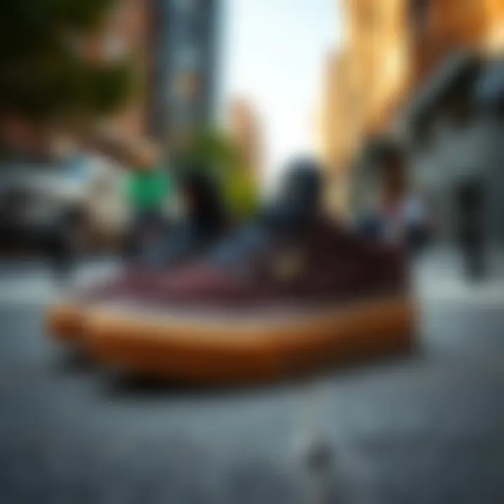 Stylish gum sole skate shoes displayed in an urban setting