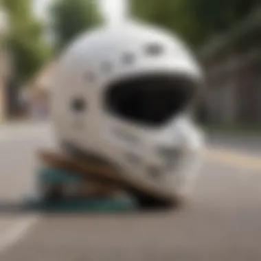 Close-up view of protective pads designed for skateboarders.