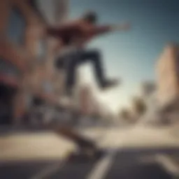 Dynamic skateboarder performing a trick in mid-air