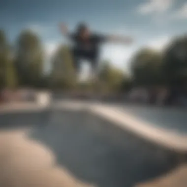 Chris Joslin's Innovative Skateboarding Trick Chris Joslin executing an innovative trick at a skate park