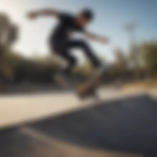 Chris Joslin performing a trick showcasing his unique skateboarding style