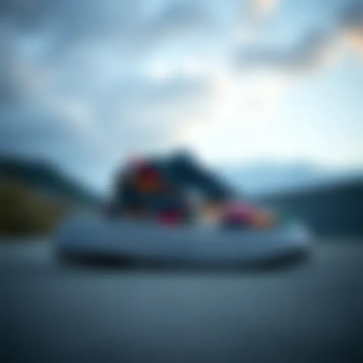 An artistic representation of various cloud slip-on designs highlighting color and style trends.