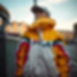 A vibrant Fila jacket showcased in an urban skate setting