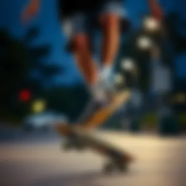 Performance in Motion: Functionality of Nike Shorts Skater performing a trick while wearing grey Nike shorts, highlighting functionality