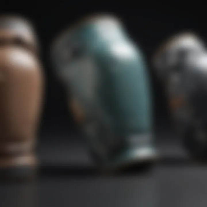 Different types of knee guards showcased for comparison