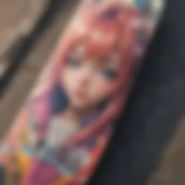 Colorful skateboard deck featuring iconic anime characters