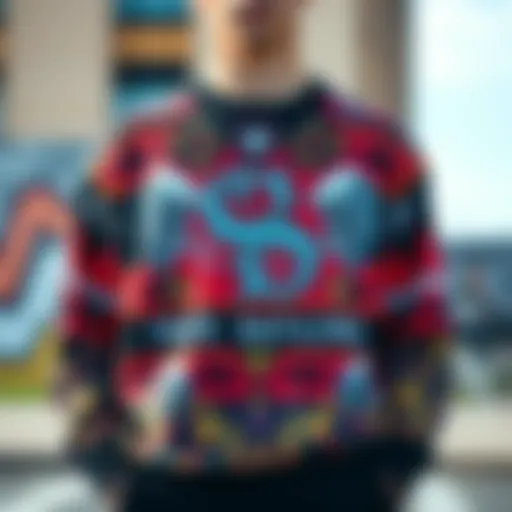 Vibrant graphic tee sweater showcasing intricate design elements