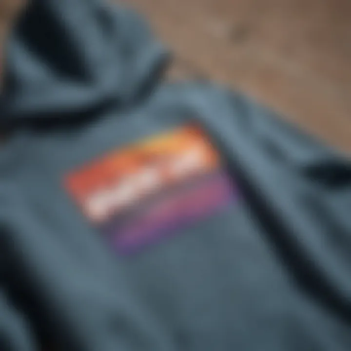 Close-up of Krew hoodie fabric highlighting its quality and design