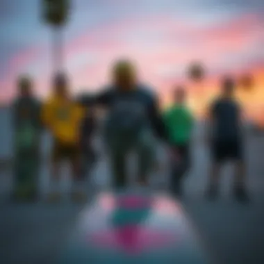 Community and Style: La Brights Pit Vipers in Skate Culture Group of skateboarders embracing La Brights Pit Vipers aesthetic