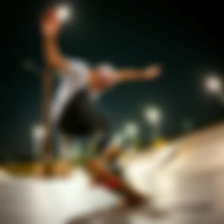 Thrilling Skateboard Tricks with La Brights Pit Vipers Skateboarder performing a trick while wearing La Brights Pit Vipers