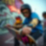 Vibrant skateboarding scene showcasing La Brights Pit Vipers