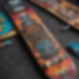 A vibrant skateboard deck showcasing artistic design