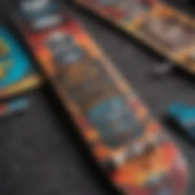 A vibrant skateboard deck showcasing artistic design