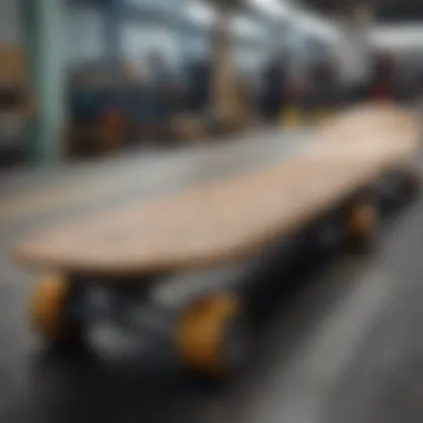 A skateboard deck manufacturing facility highlighting technology