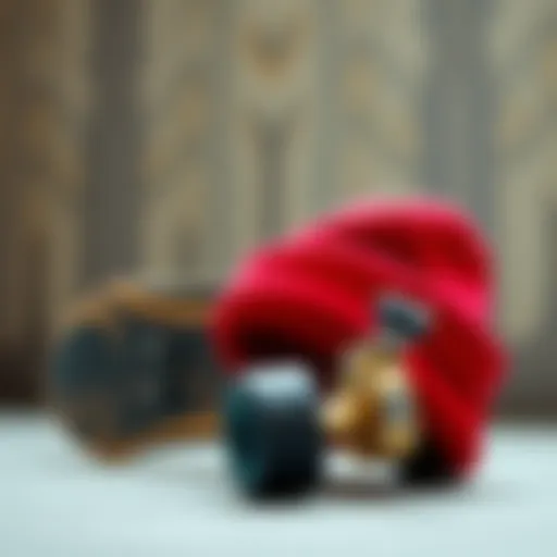 A vibrant red beanie showcased against a skateboard deck, symbolizing style in skate culture
