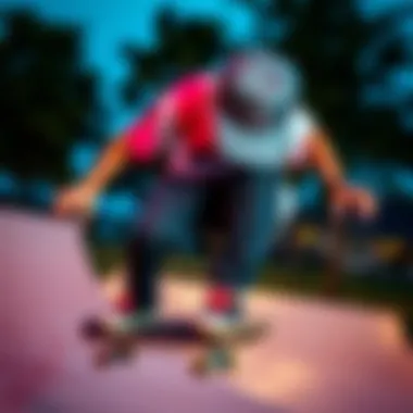 A skateboarder performing tricks with a snapback hat on, capturing the essence of skate culture