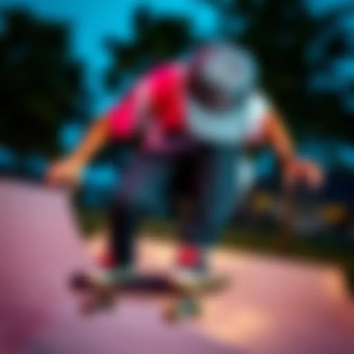 A skateboarder performing tricks with a snapback hat on, capturing the essence of skate culture