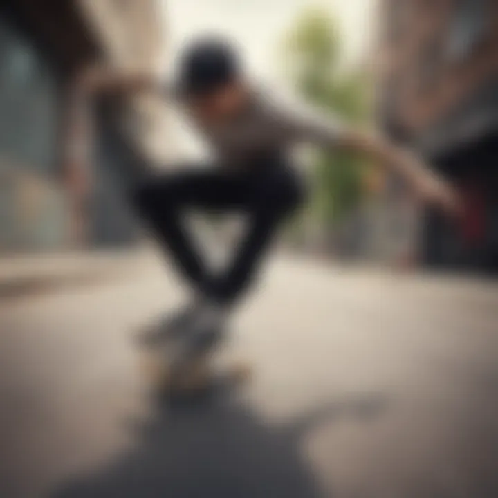 Skater performing a trick emphasizing the grip provided by black tape